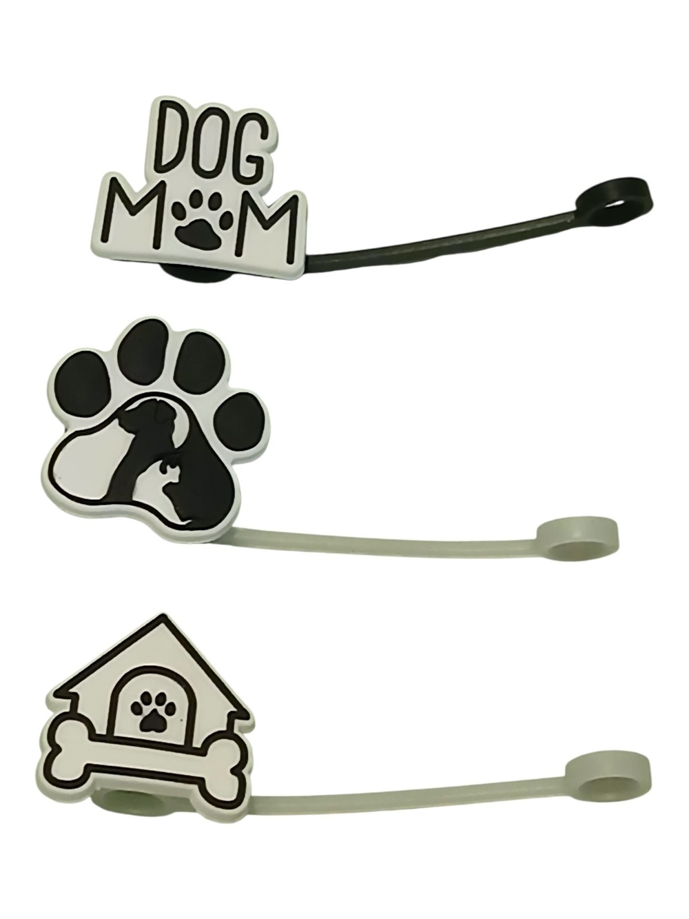 Dog Mom Silicone Straw Topper Cover Lot 3pc Paw Print Dog House Stanley Cup